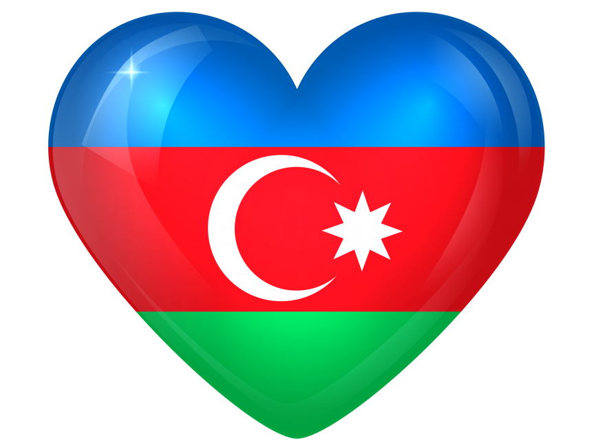 Azerbaijan Large Heart Flag