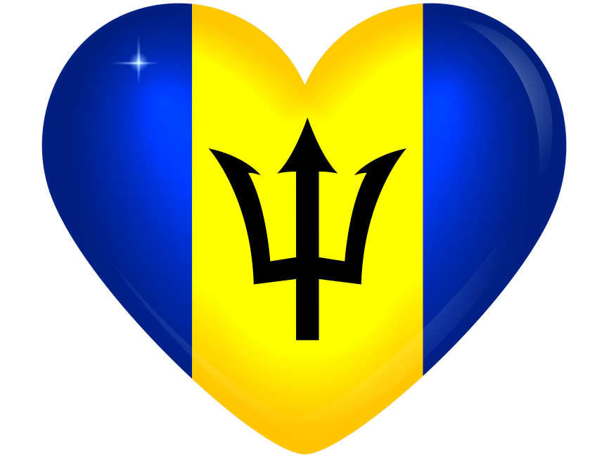 Barbados Large Heart Flag