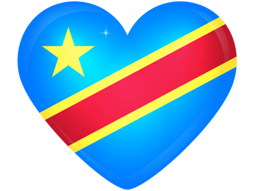 Democratic Republic of the Congo Large Heart Flag