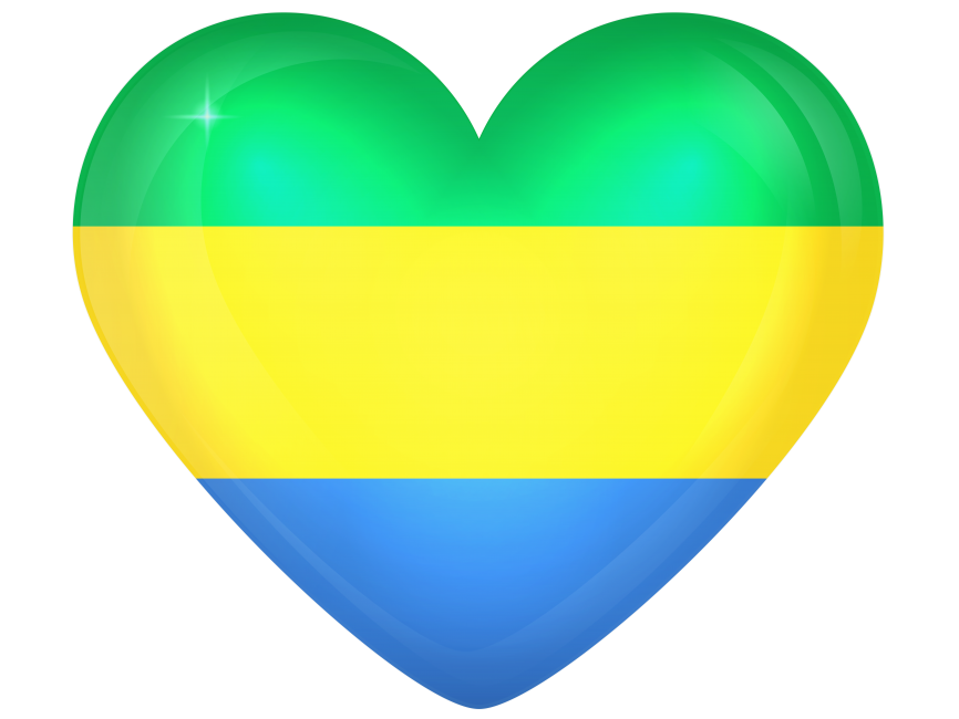 Gabon Large Heart Flag