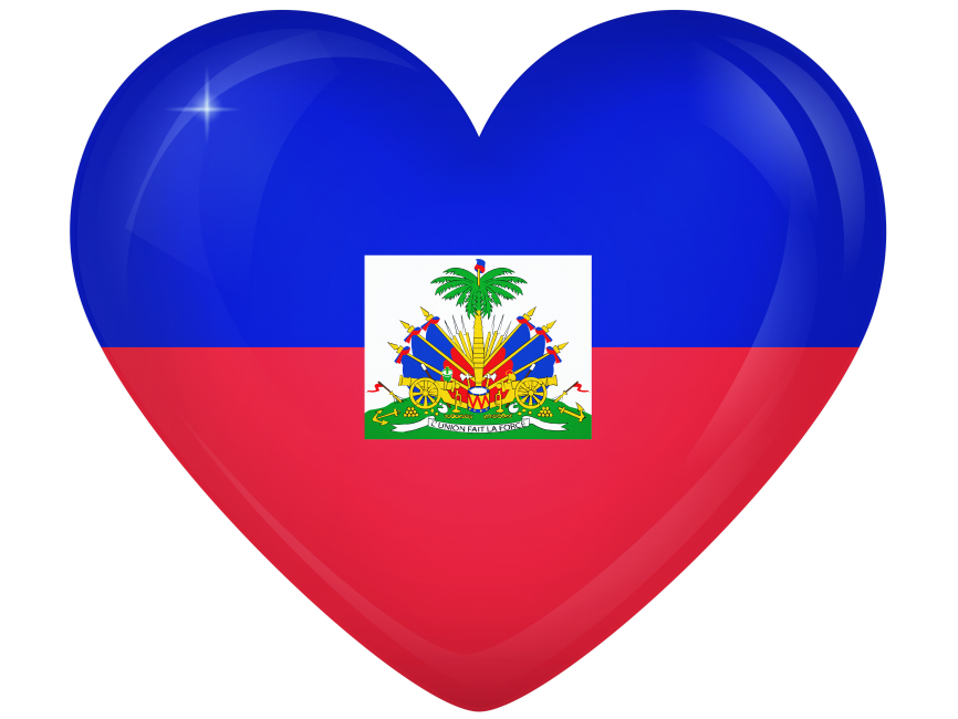 Haiti Large Heart Flag
