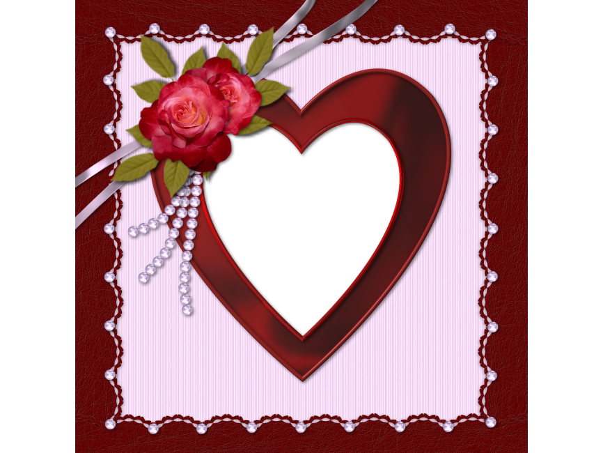 Heart Photo Frame With Rose