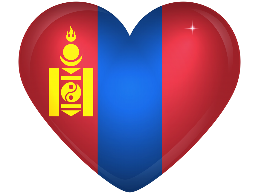 Mongolia Large Heart Flag